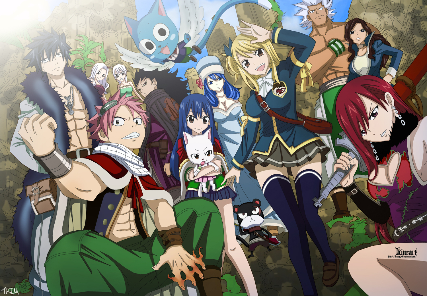 Fairy Tail characters group portrait HD Wallpaper