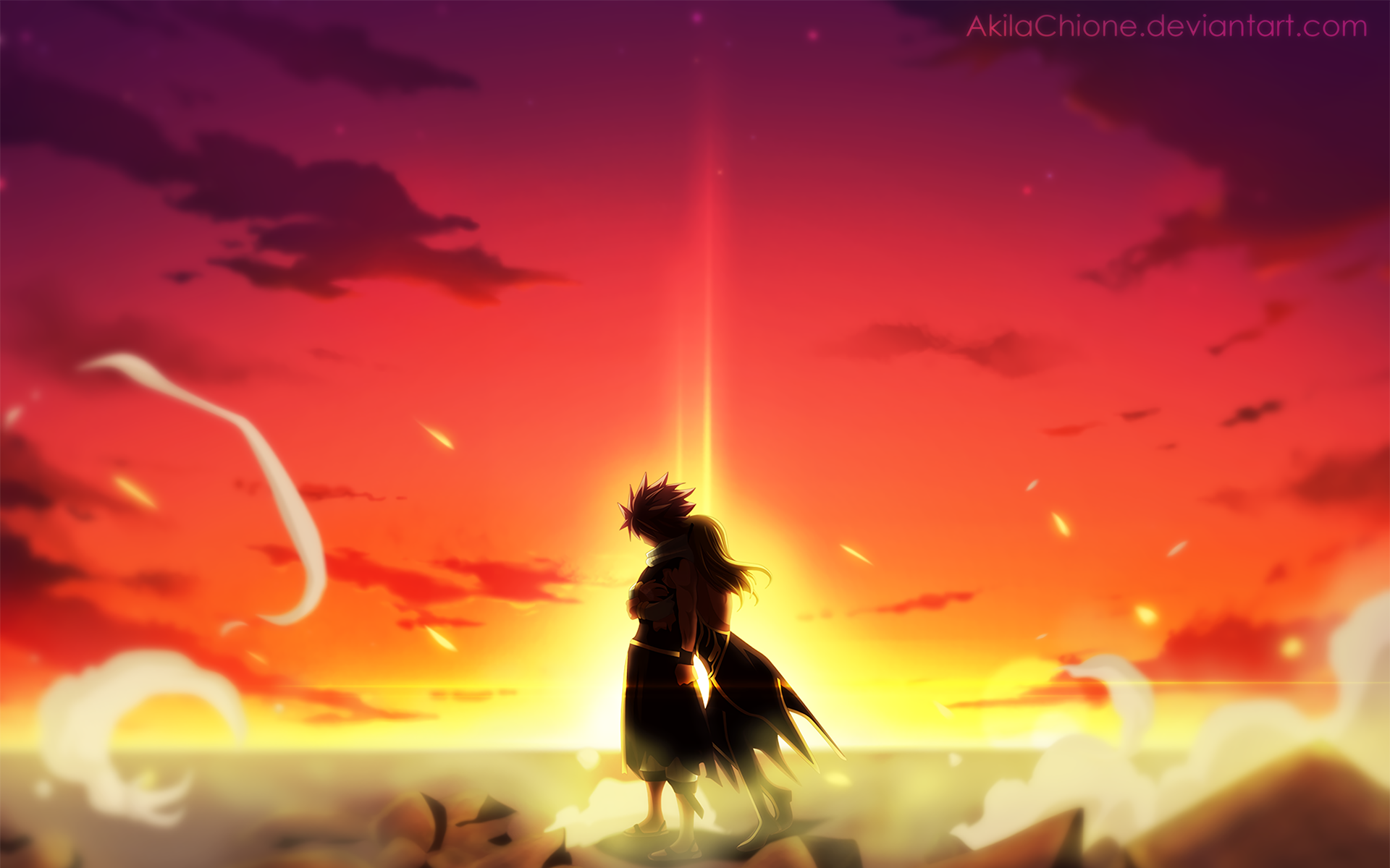 Natsu Dragneel and Lucy Heartfilia from Fairy Tail HD Wallpaper