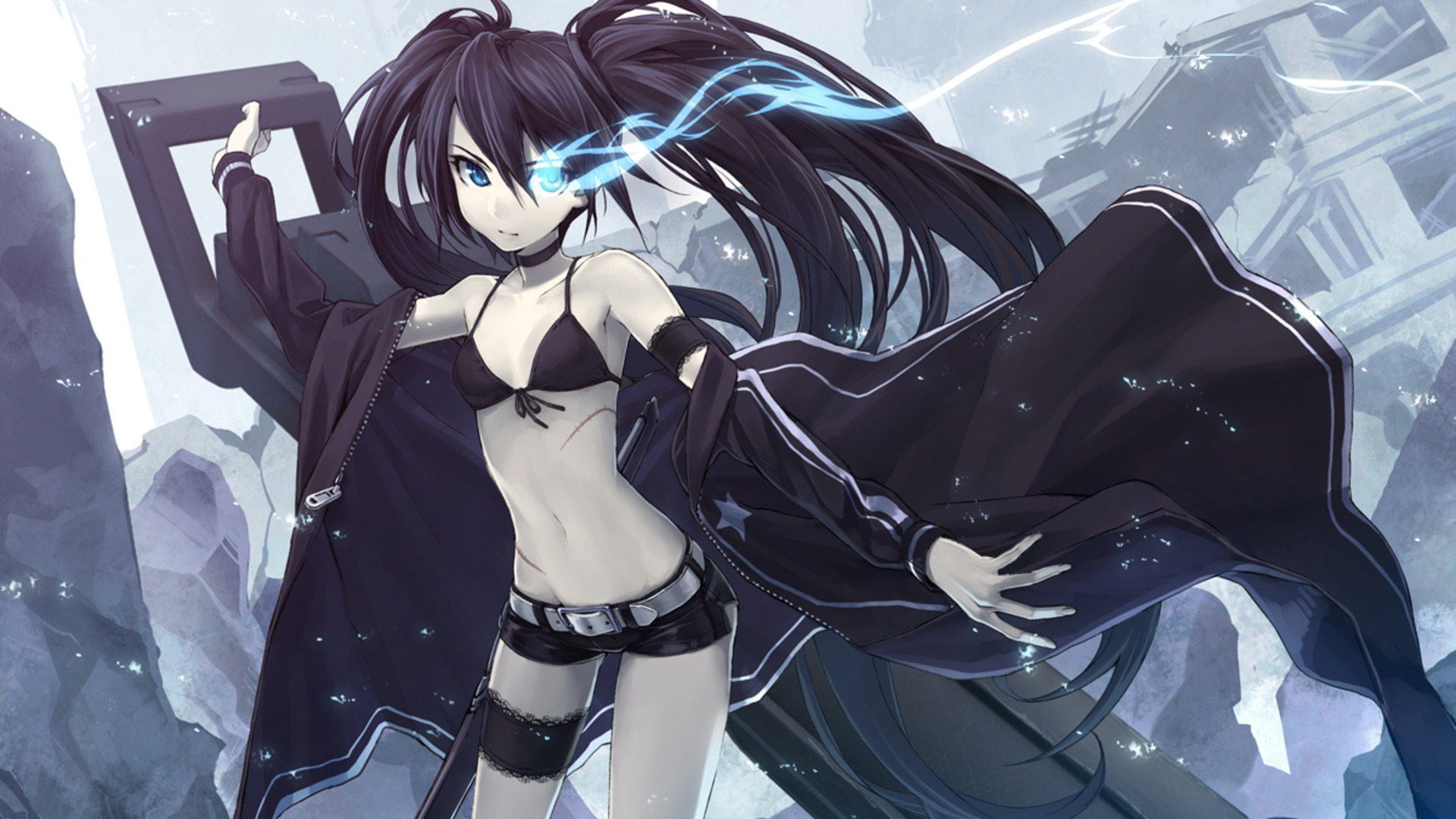 Black Rock Shooter holding a weapon HD Wallpaper