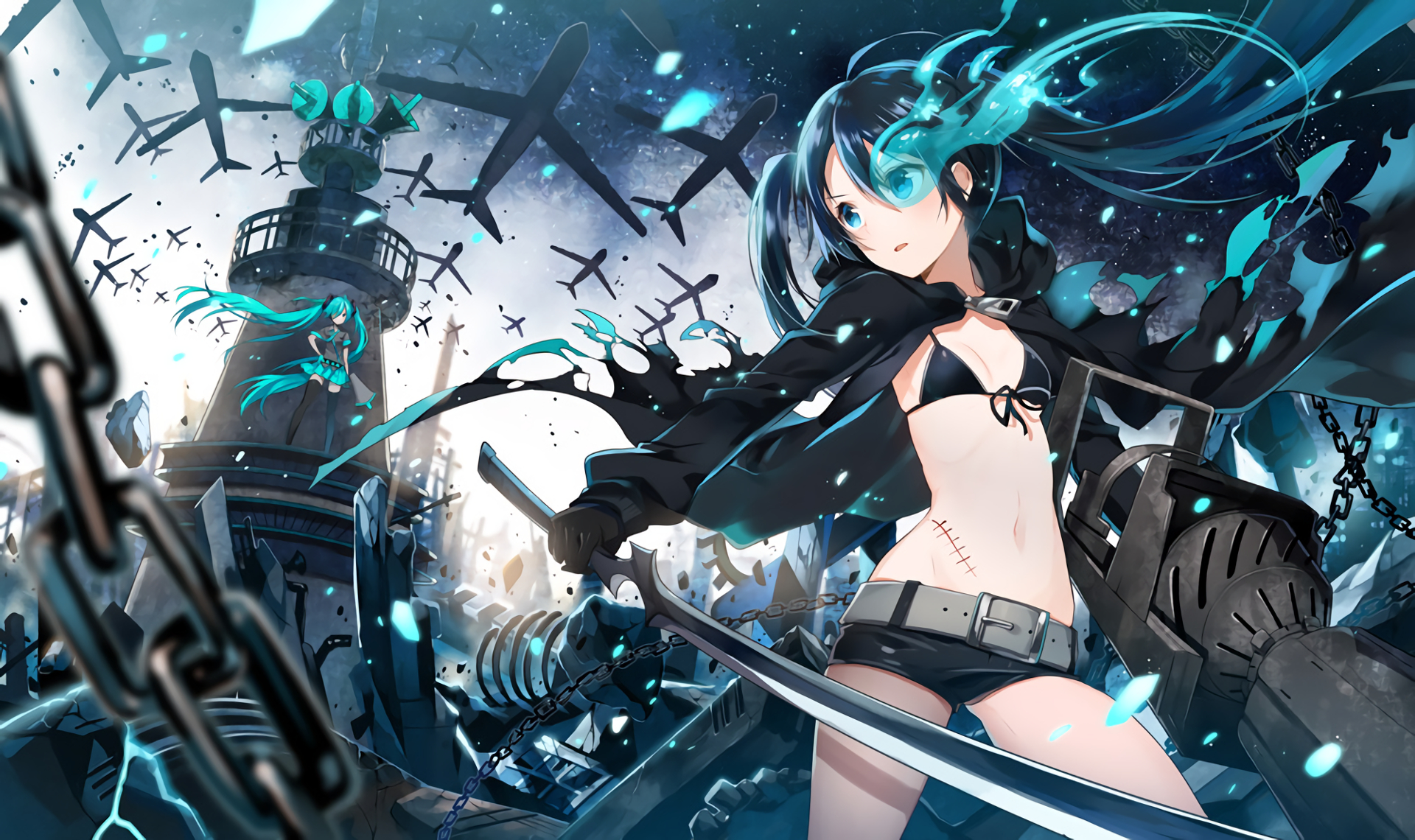 Black Rock Shooter and Miku from Black Rock Shooter HD Wallpaper