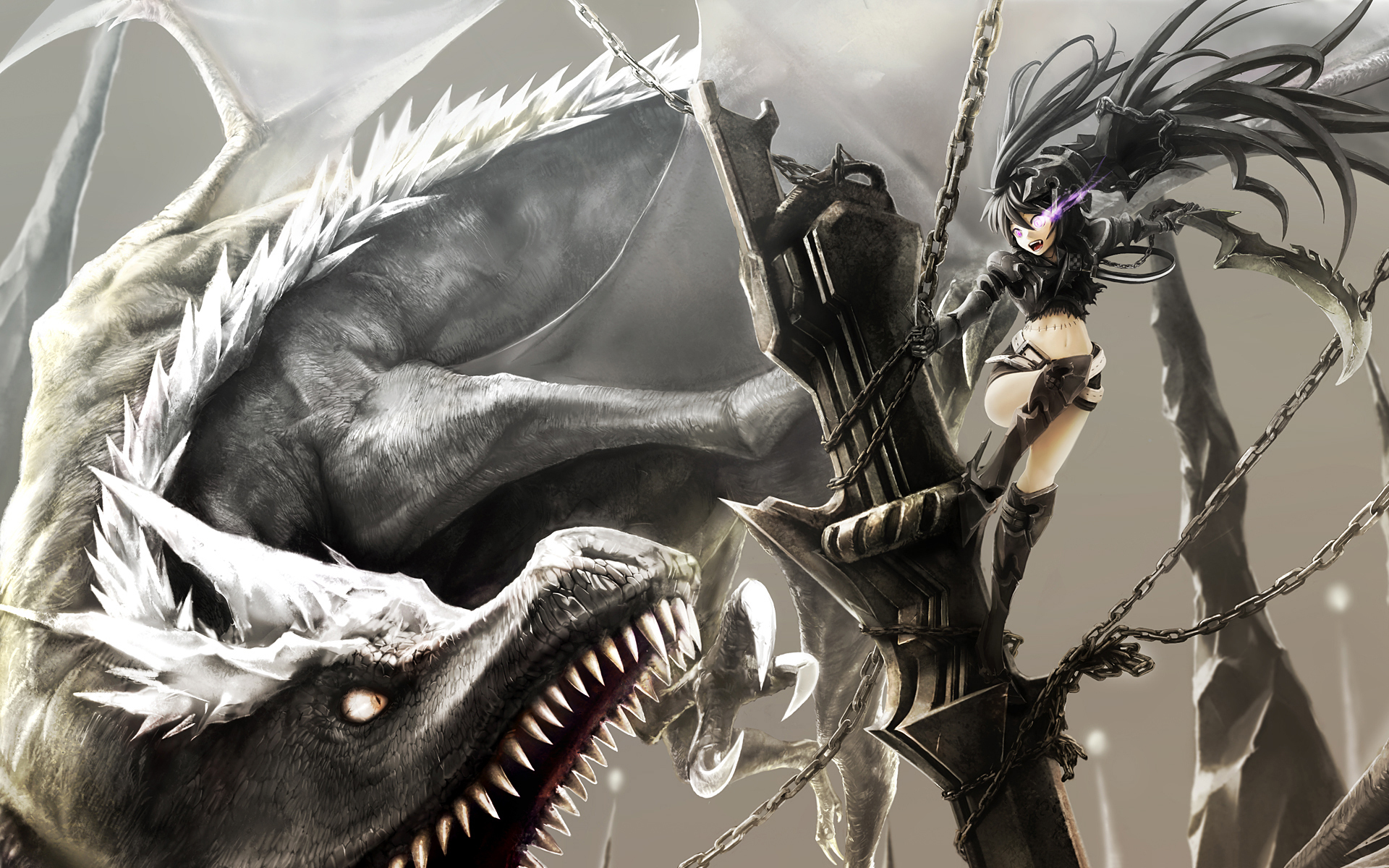 Black Rock Shooter and a Dragon HD Wallpaper