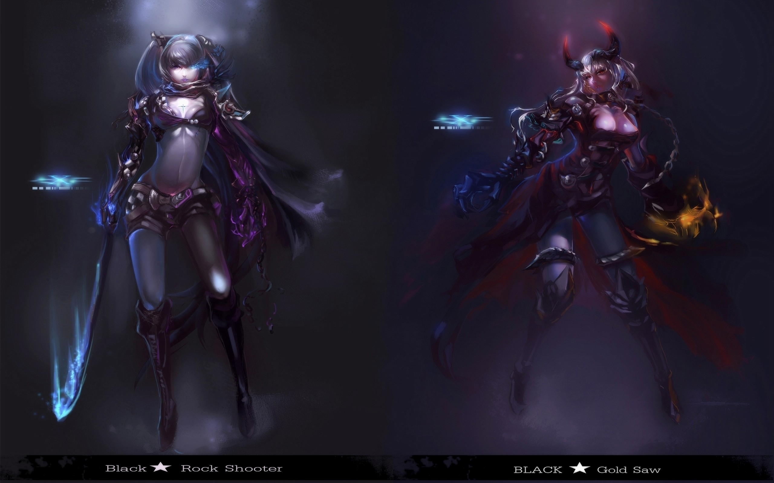 Black Rock Shooter and Black Gold Saw HD Wallpaper