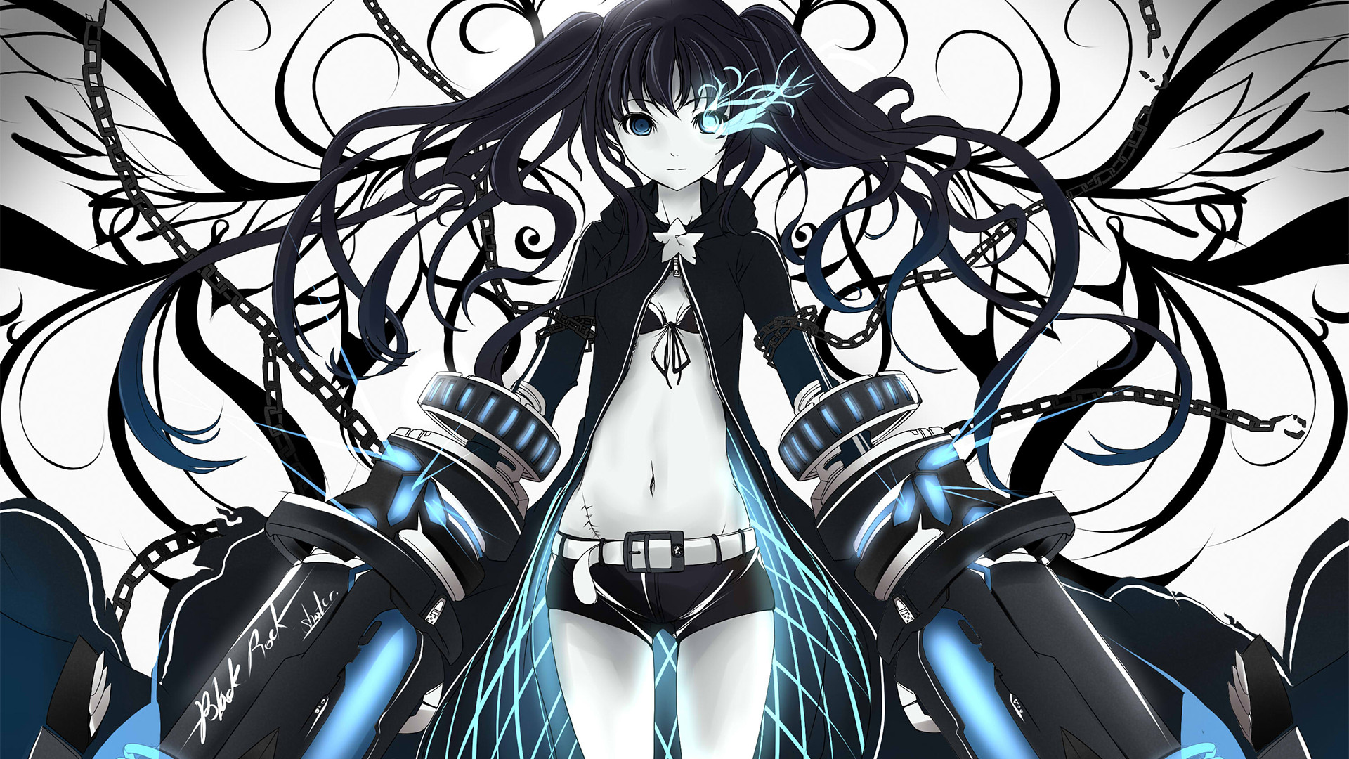 Black Rock Shooter with large cannons HD Wallpaper