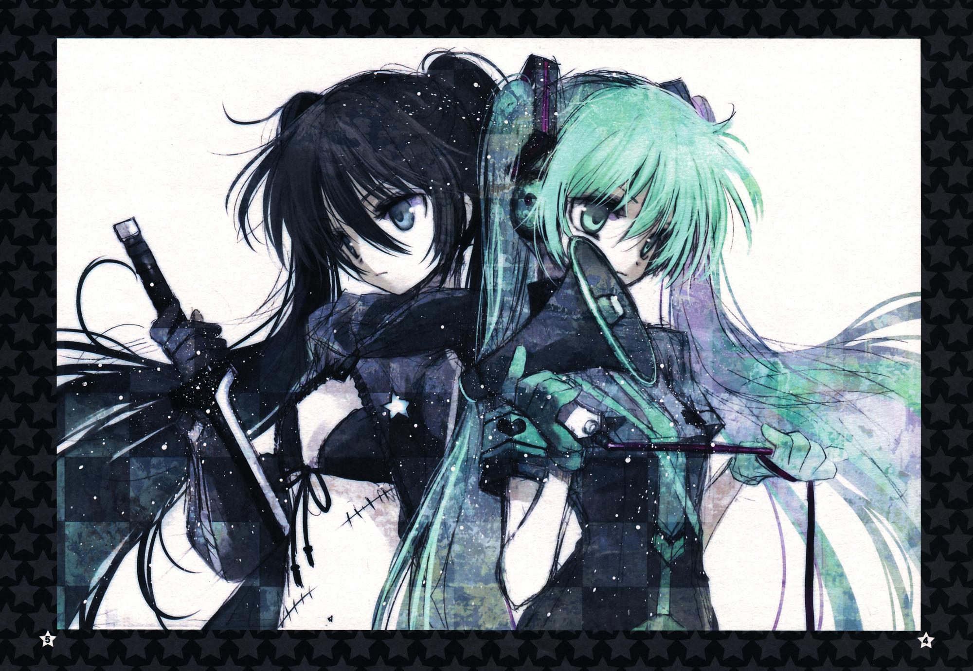 Black Rock Shooter and Hatsune Miku HD Wallpaper