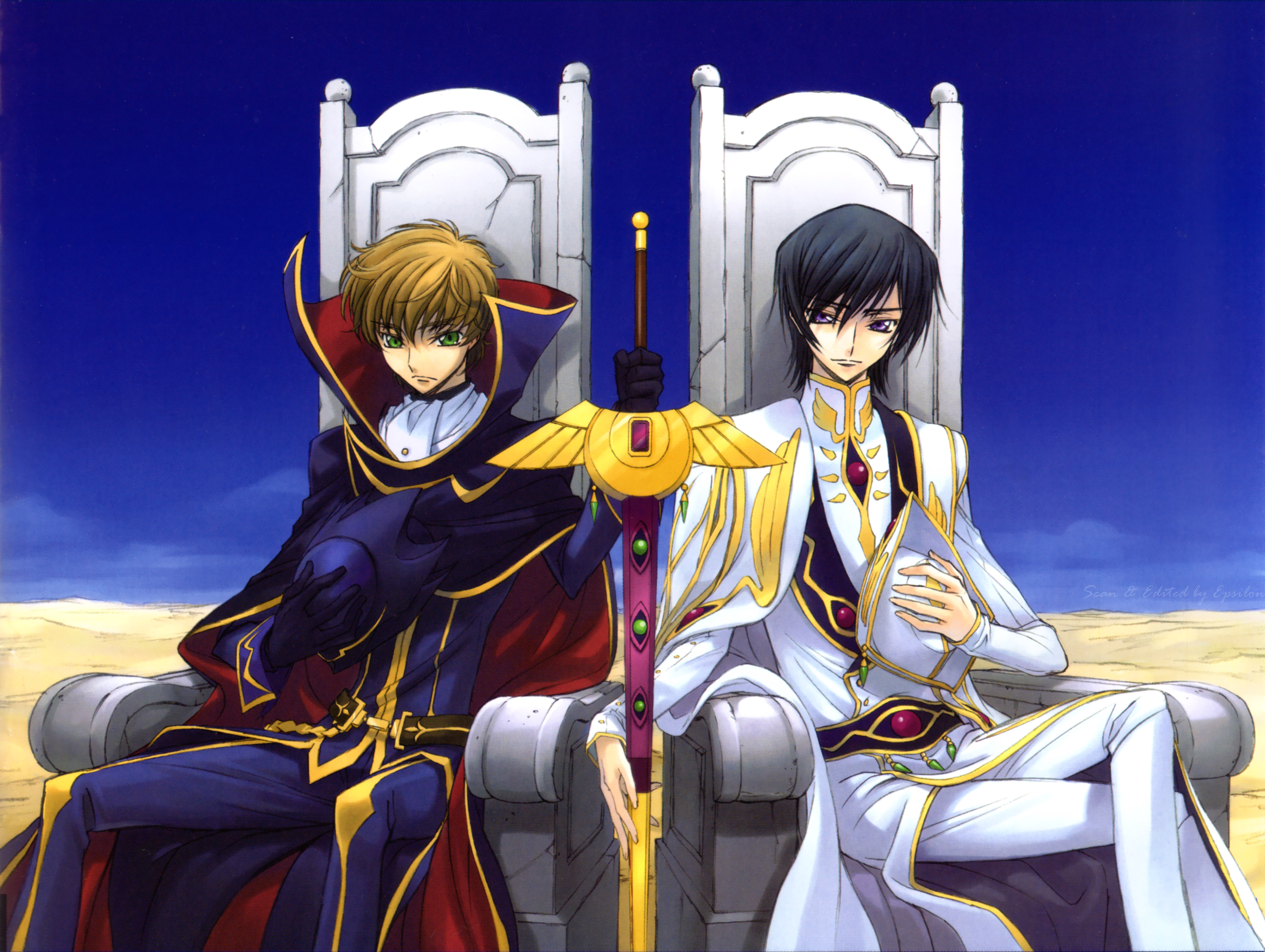 Lelouch Lamperouge and Suzaku Kururugi on Thrones HD Wallpaper