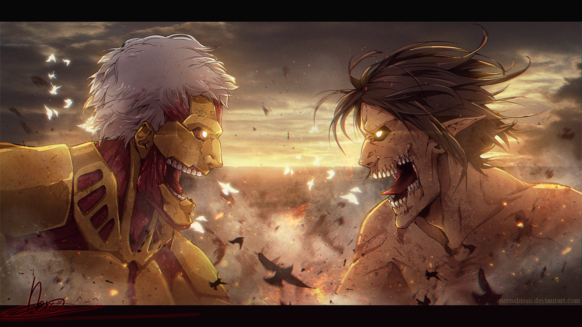 Armored Titan and Attack Titan from Attack on Titan HD Wallpaper