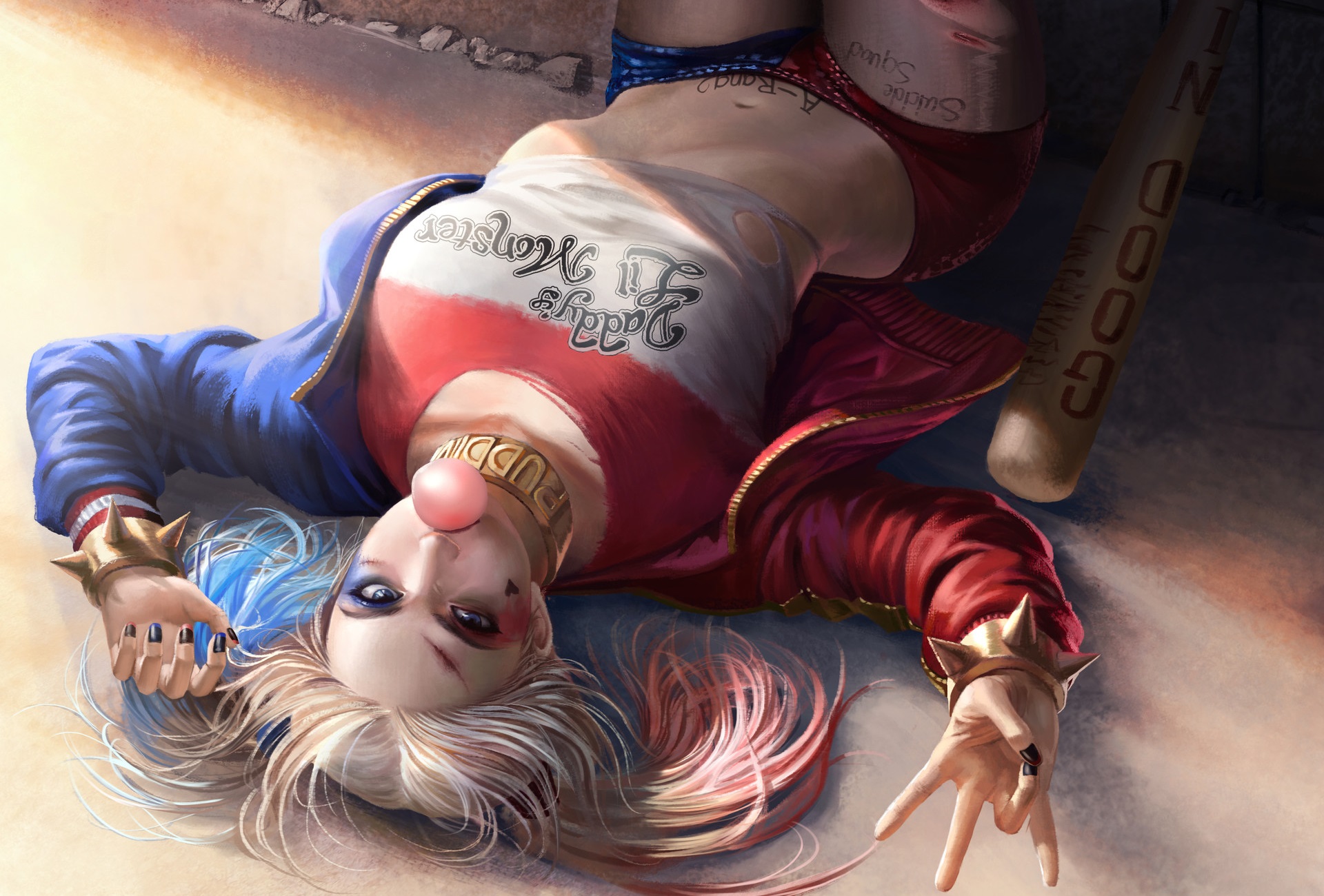 Harley Quinn with a baseball bat HD Wallpaper