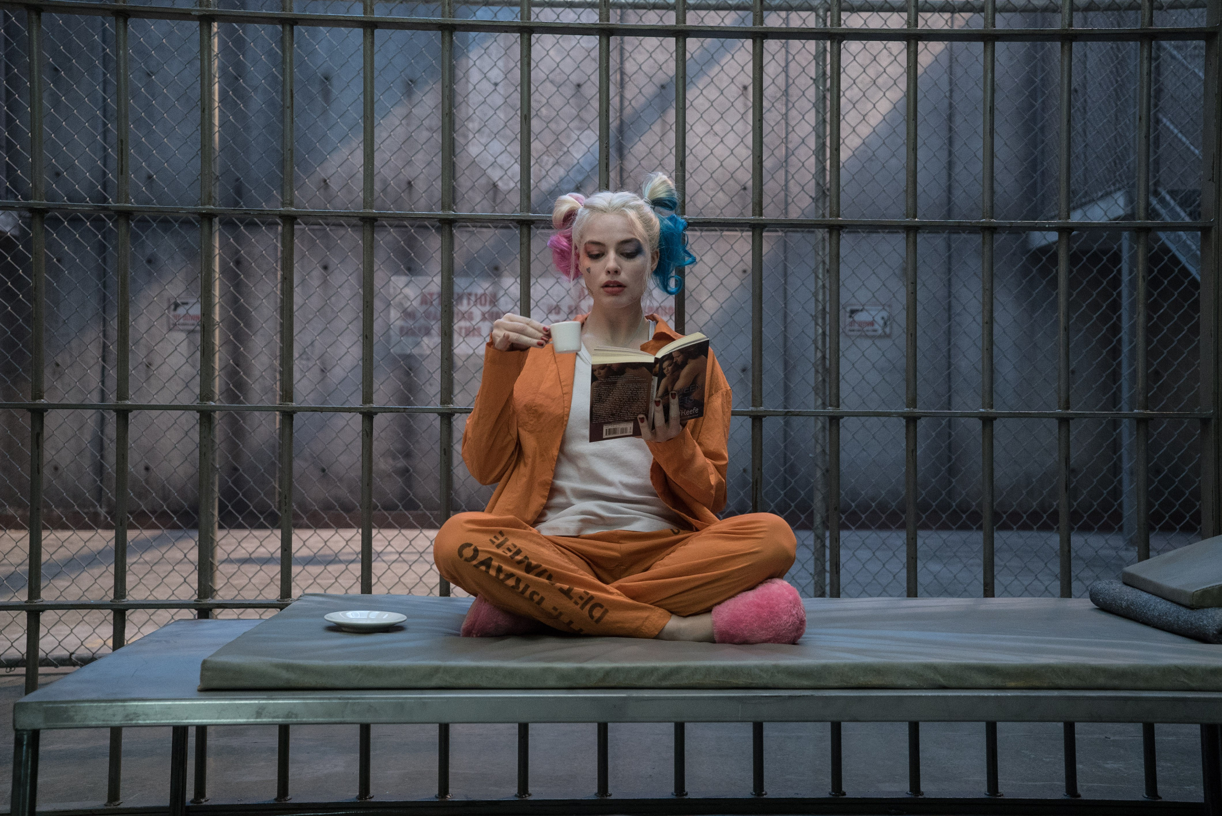 Harley Quinn in a prison cell HD Wallpaper