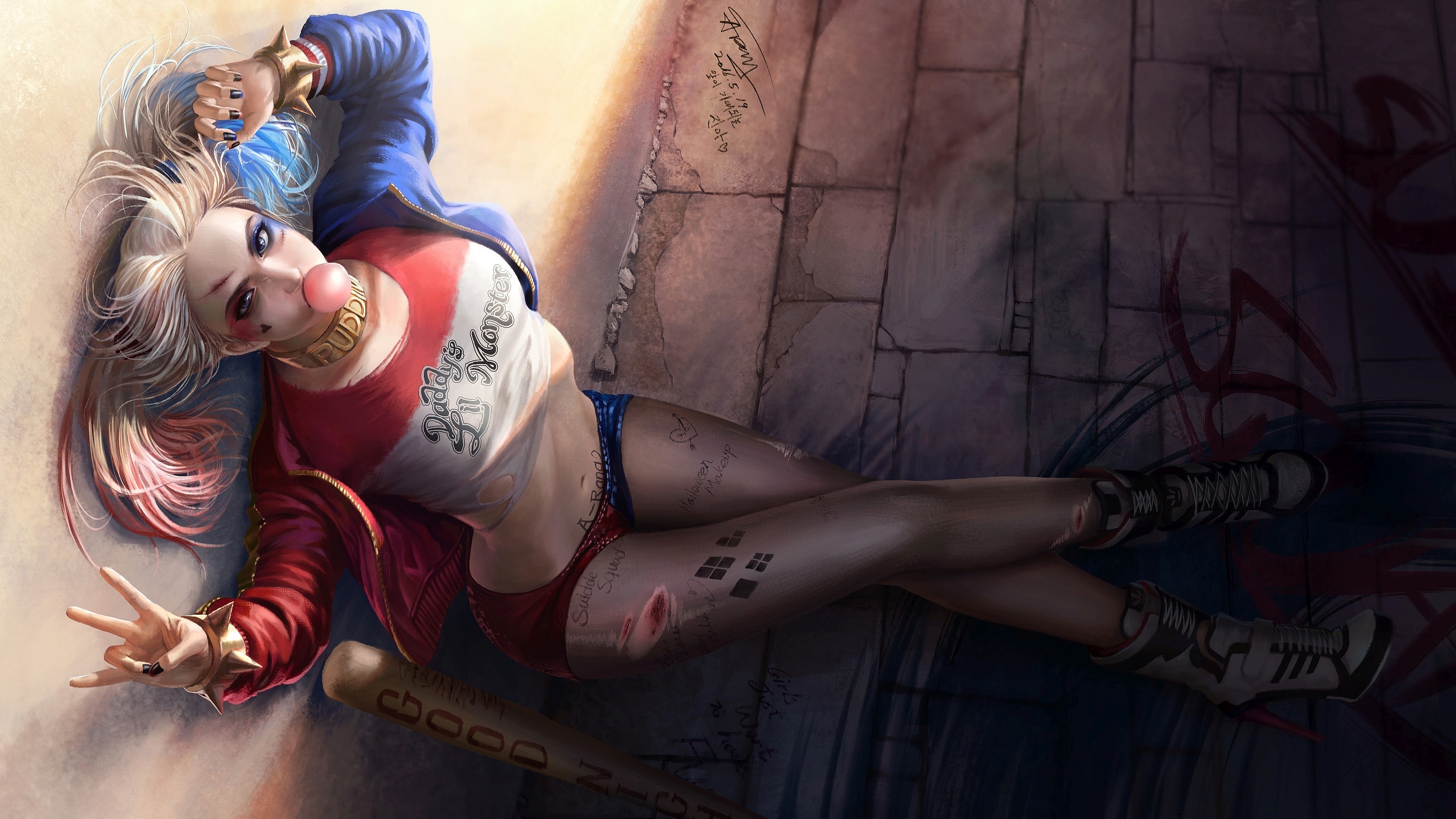 Harley Quinn with baseball bat HD Wallpaper