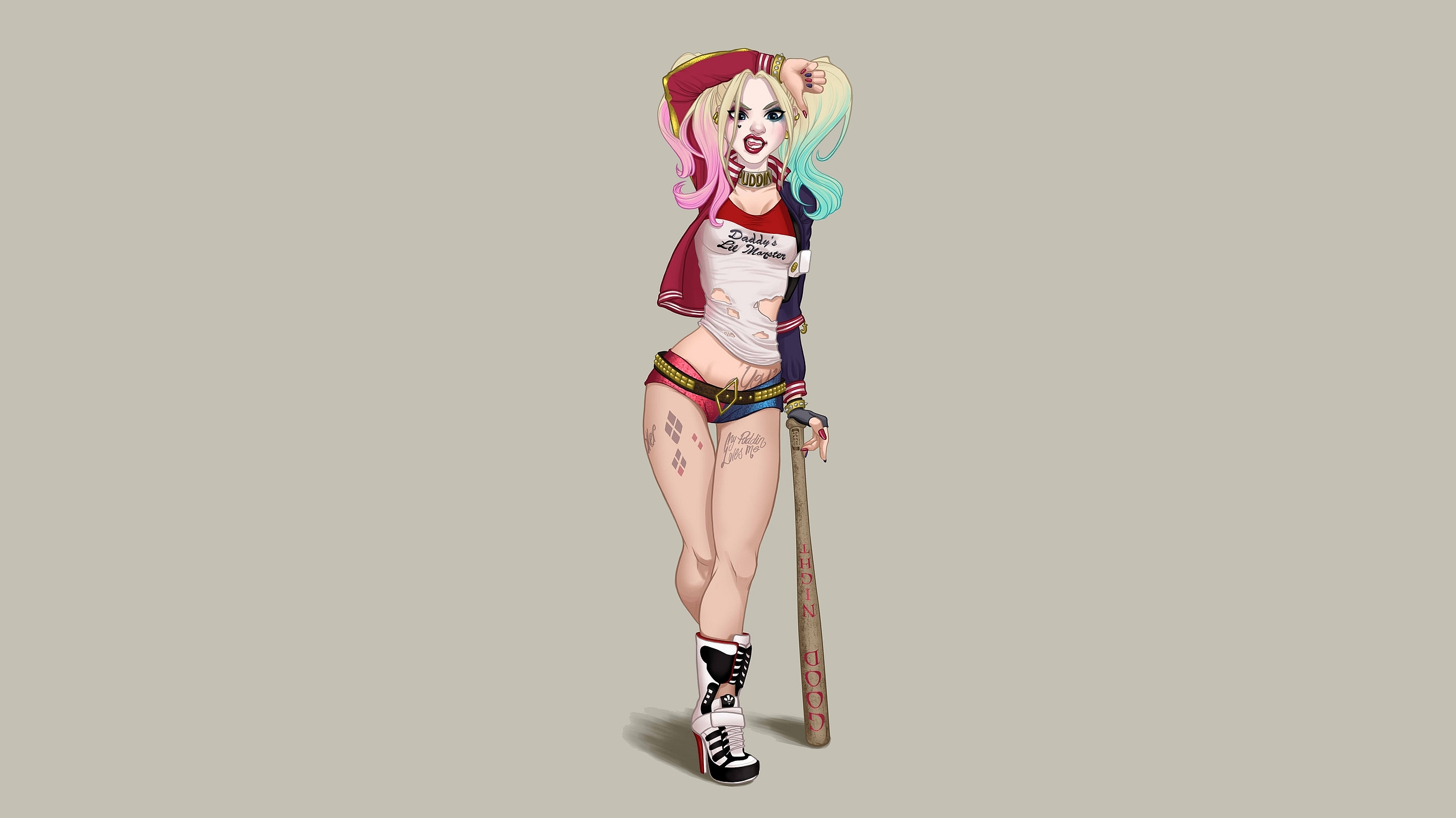 Harley Quinn with baseball bat HD Wallpaper