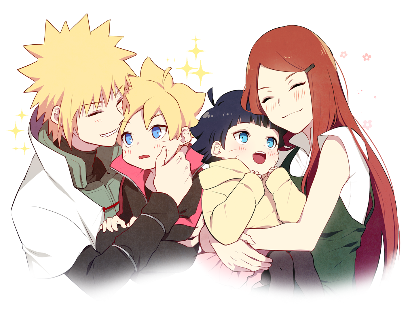 Minato, Kushina, Boruto, and Himawari from Naruto HD Wallpaper