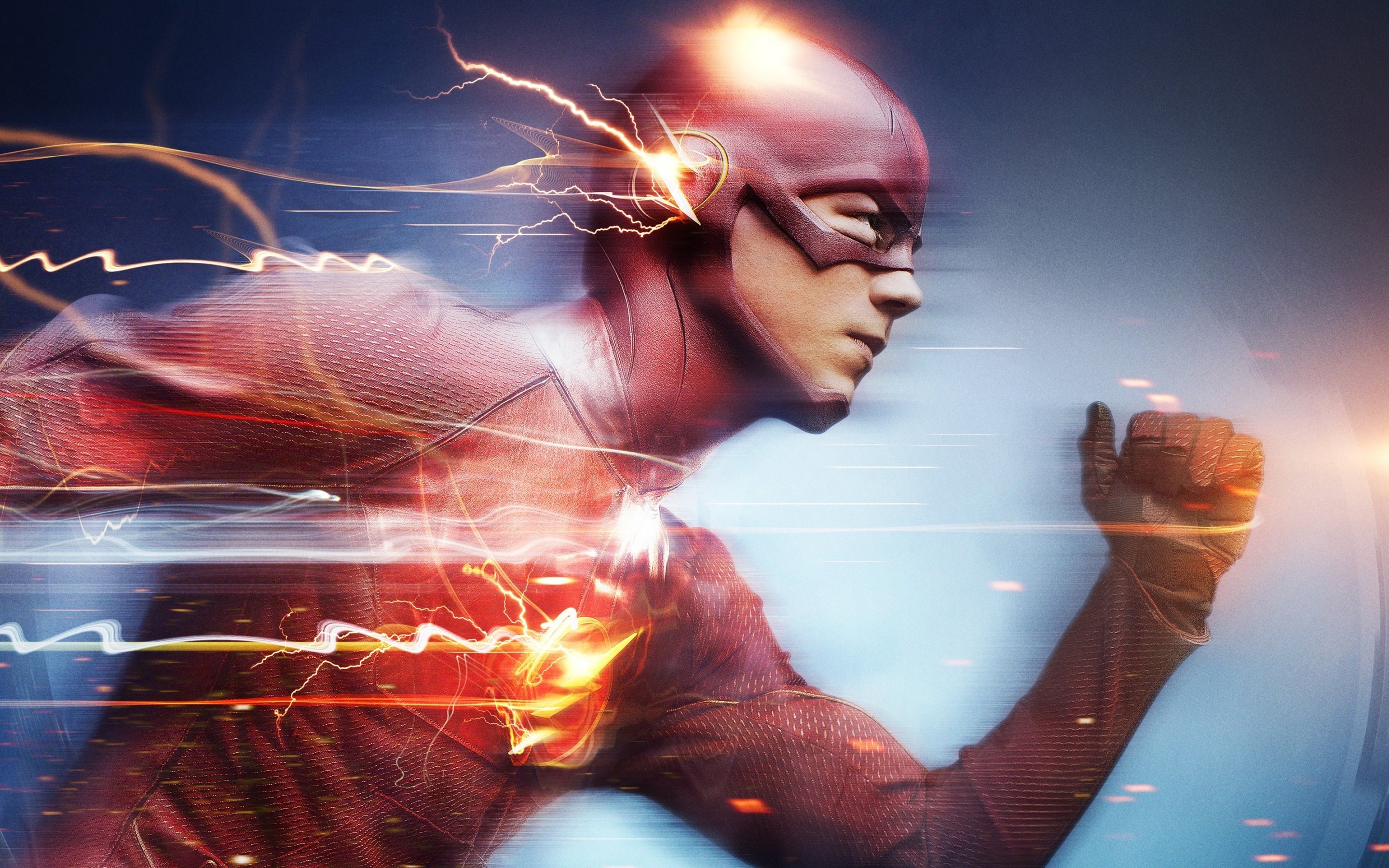 The Flash running with speed lines HD Wallpaper