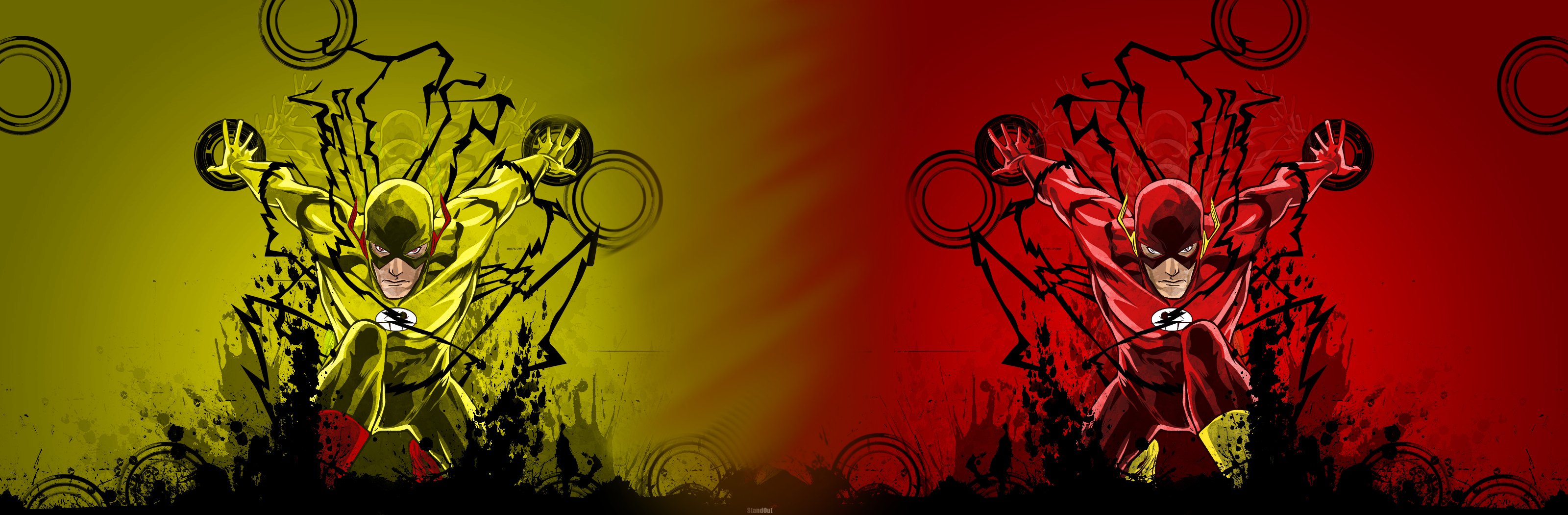 Flash from DC Comics split screen HD Wallpaper