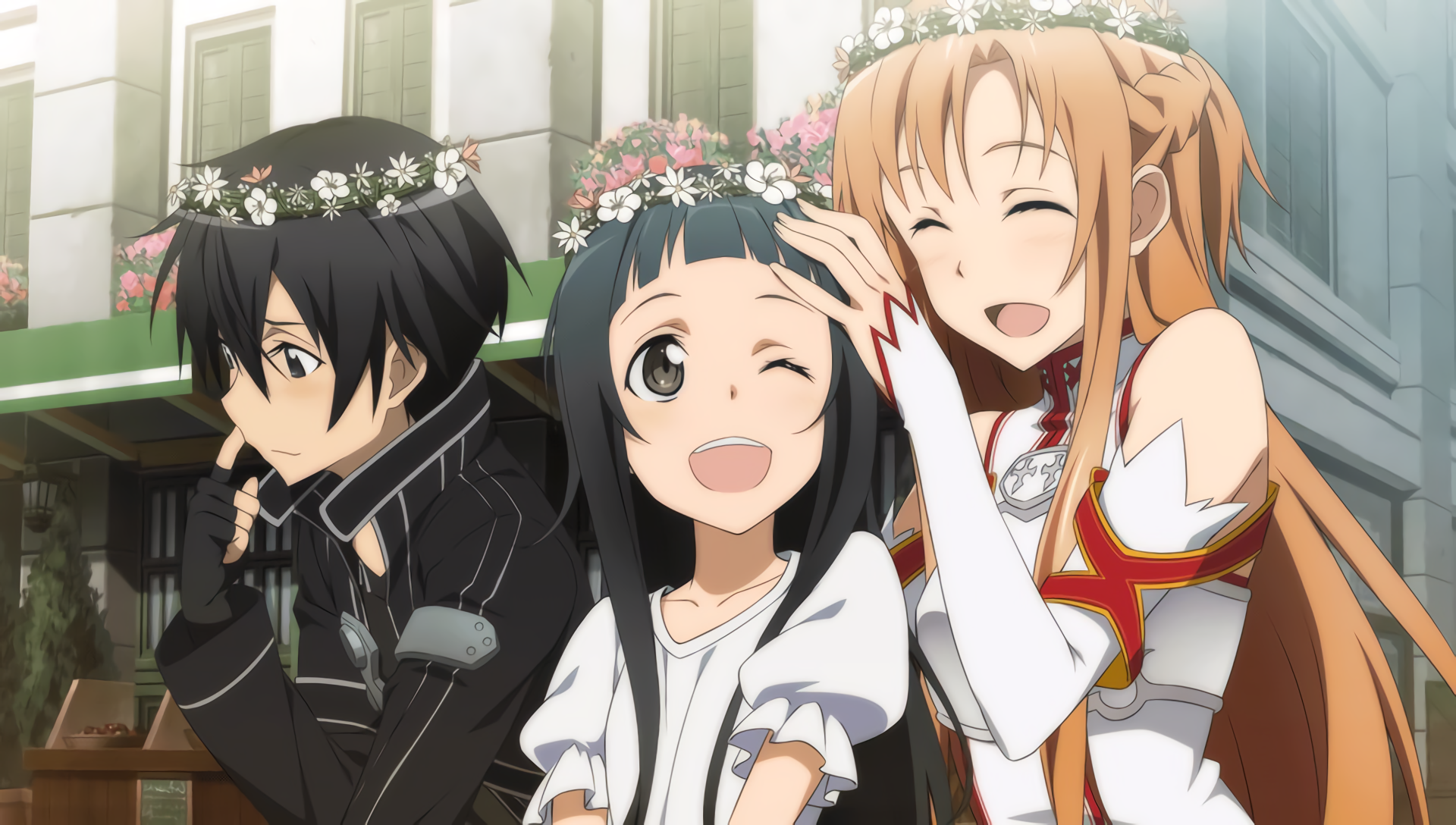 Kirito, Asuna, and Yui from Sword Art Online HD Wallpaper