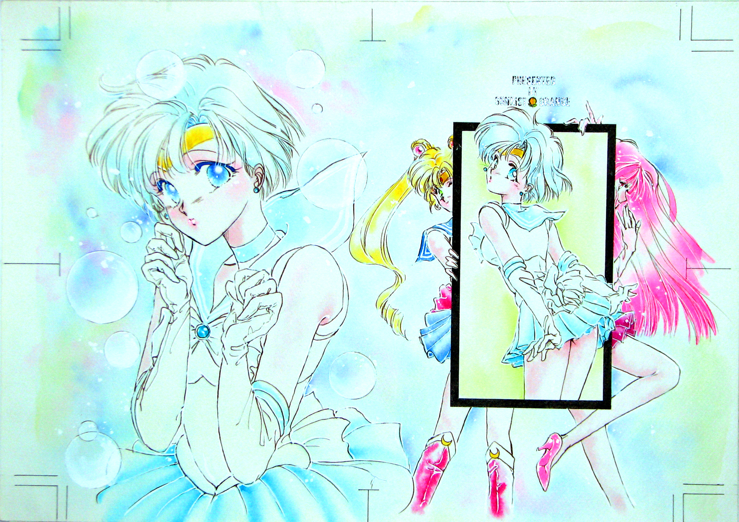 Sailor Moon characters in watercolor style HD Wallpaper
