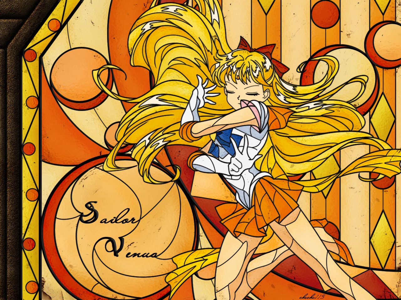 Sailor Venus from Sailor Moon stained glass art HD Wallpaper