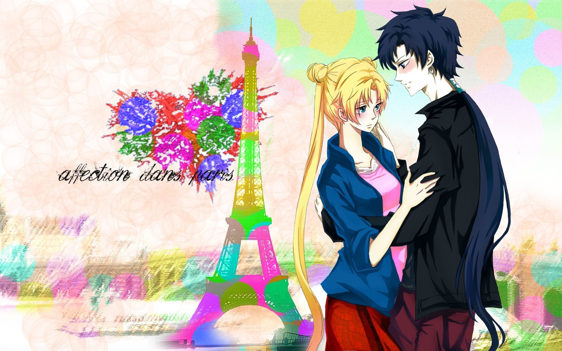 Usagi Tsukino and Mamoru Chiba in Paris HD Wallpaper