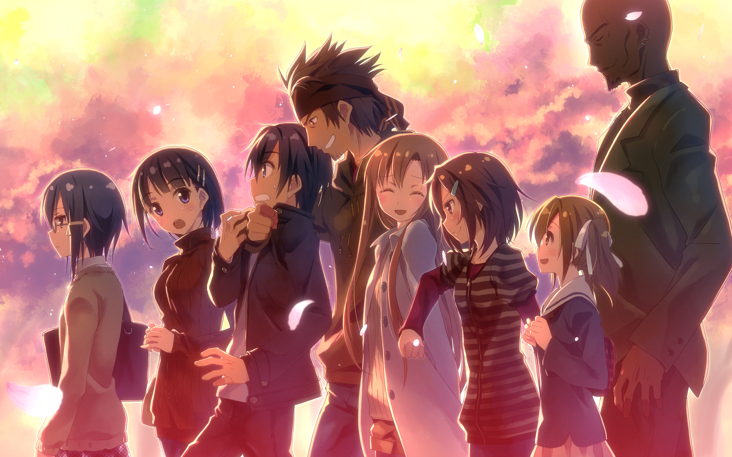 Group of anime characters walking together HD Wallpaper