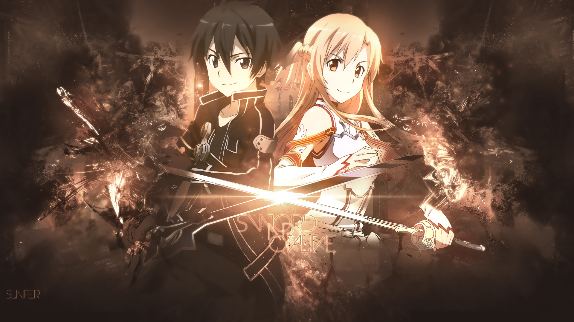 Kirito and Asuna from Sword Art Online HD Wallpaper