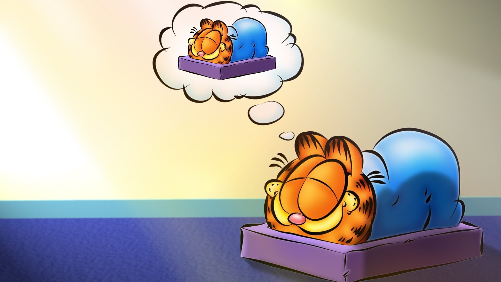 Garfield sleeping and dreaming HD Wallpaper