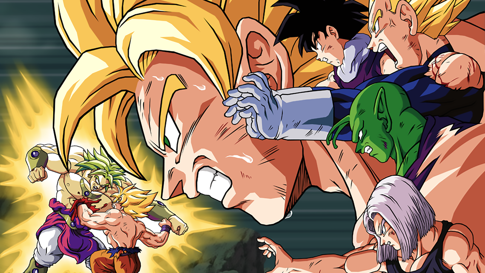 Dragon Ball Z: Super Saiyan Goku and Vegeta Fighting Broly HD Wallpaper