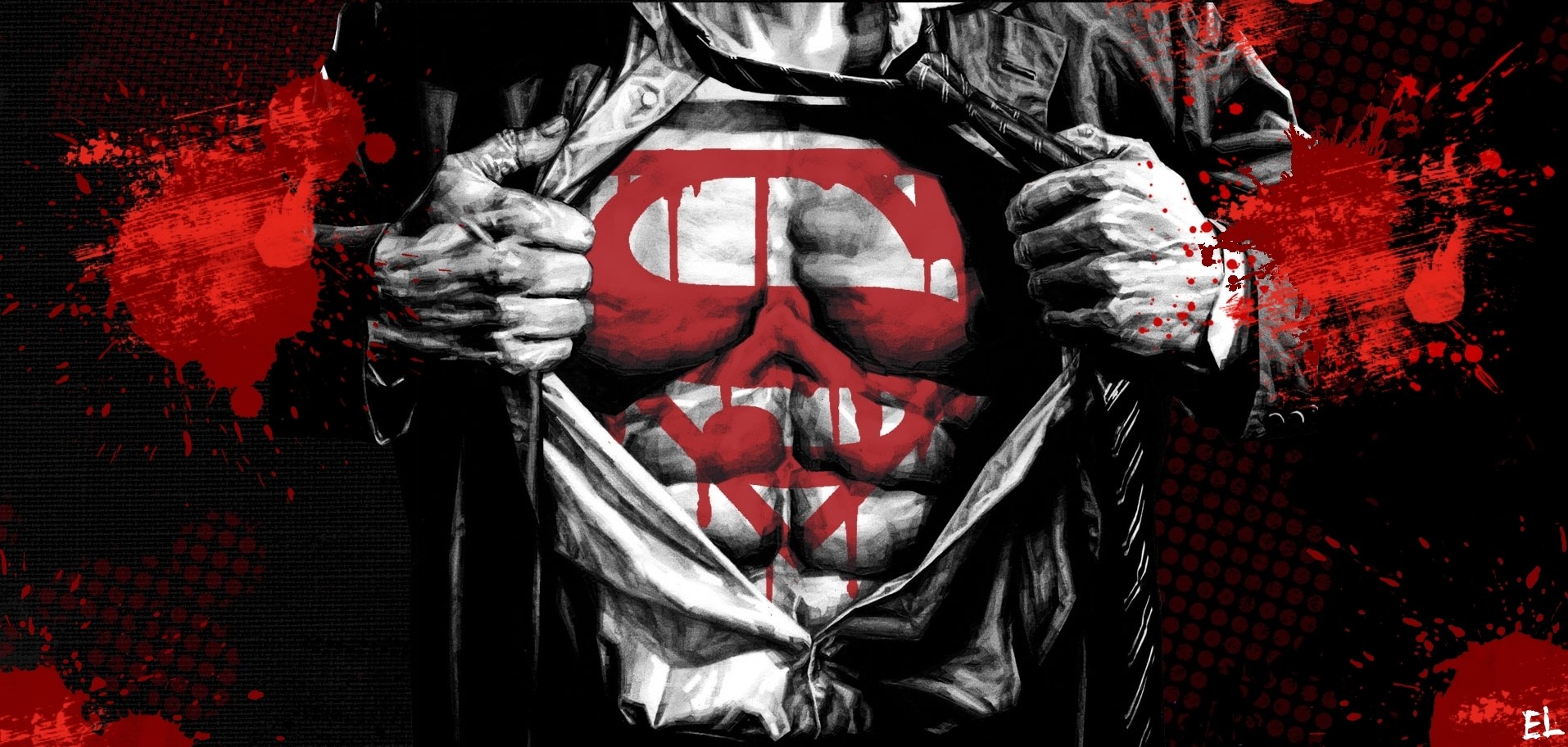 Superman ripped chest with blood HD Wallpaper