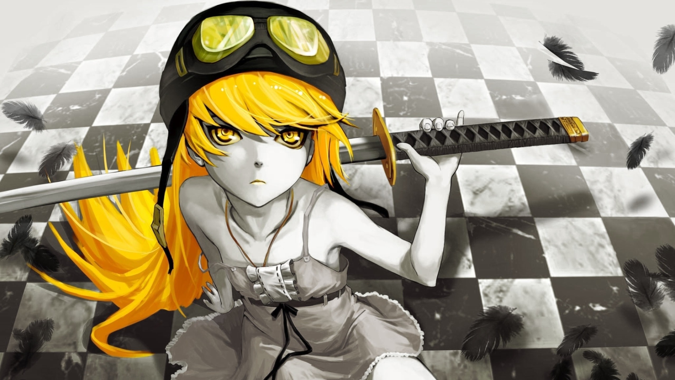 Shinobu Oshino with a Katana HD Wallpaper