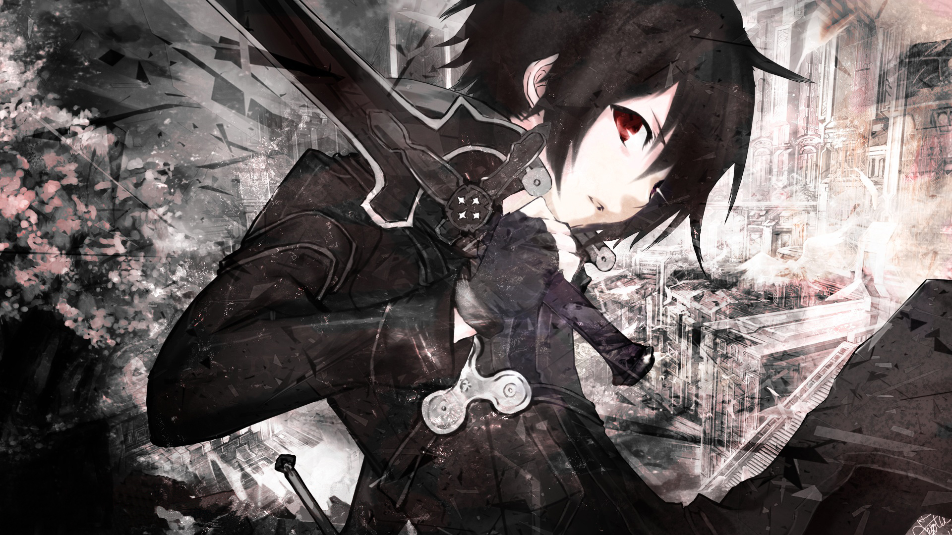 Kirito from Sword Art Online with a sword HD Wallpaper