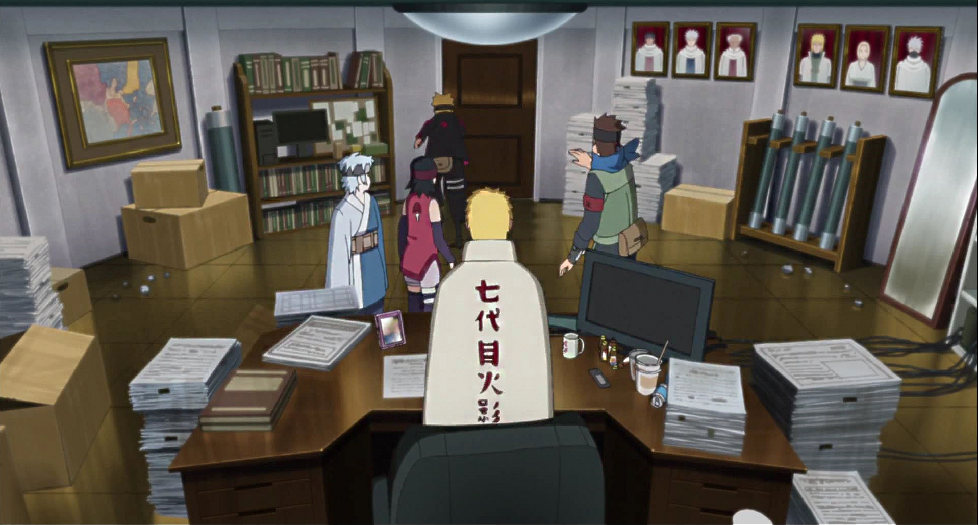 Boruto Uzumaki and allies in Hokage's office HD Wallpaper
