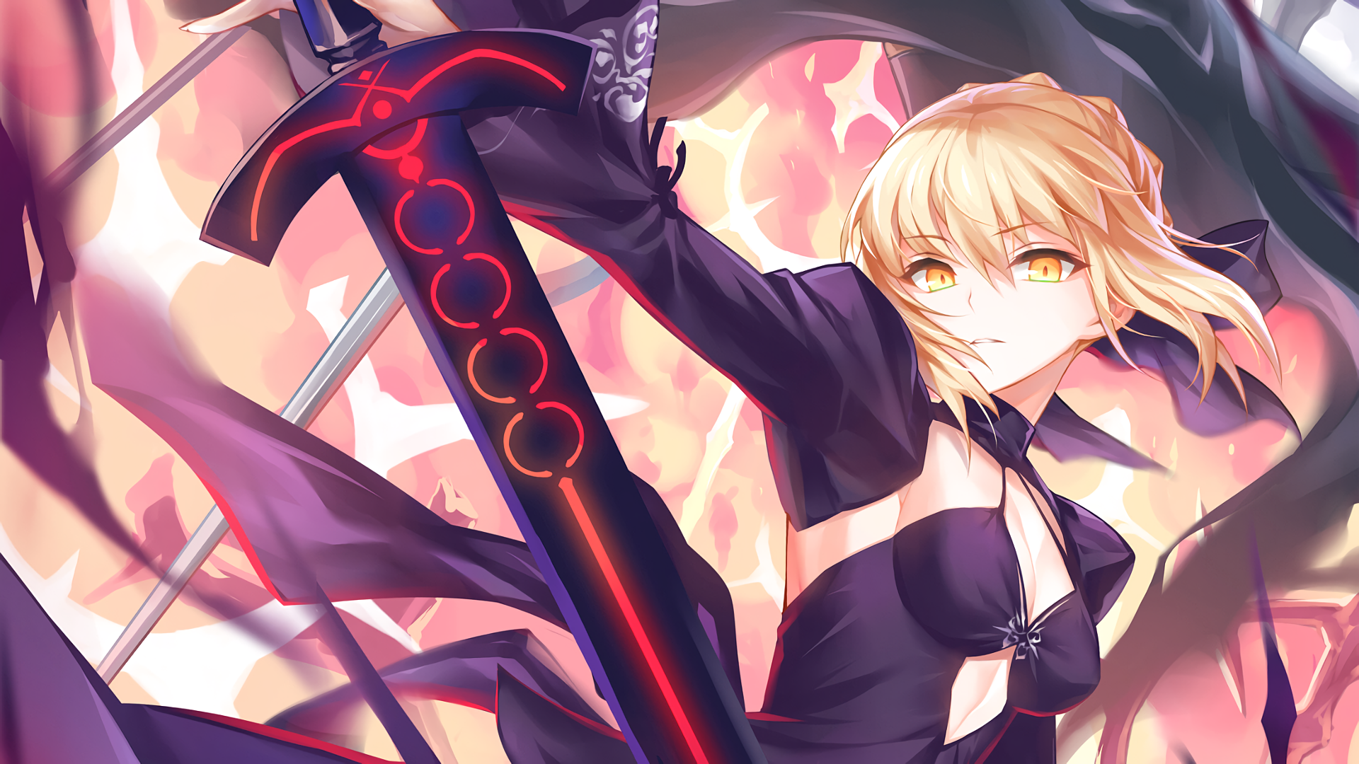 Saber from Fate Series with a large sword HD Wallpaper