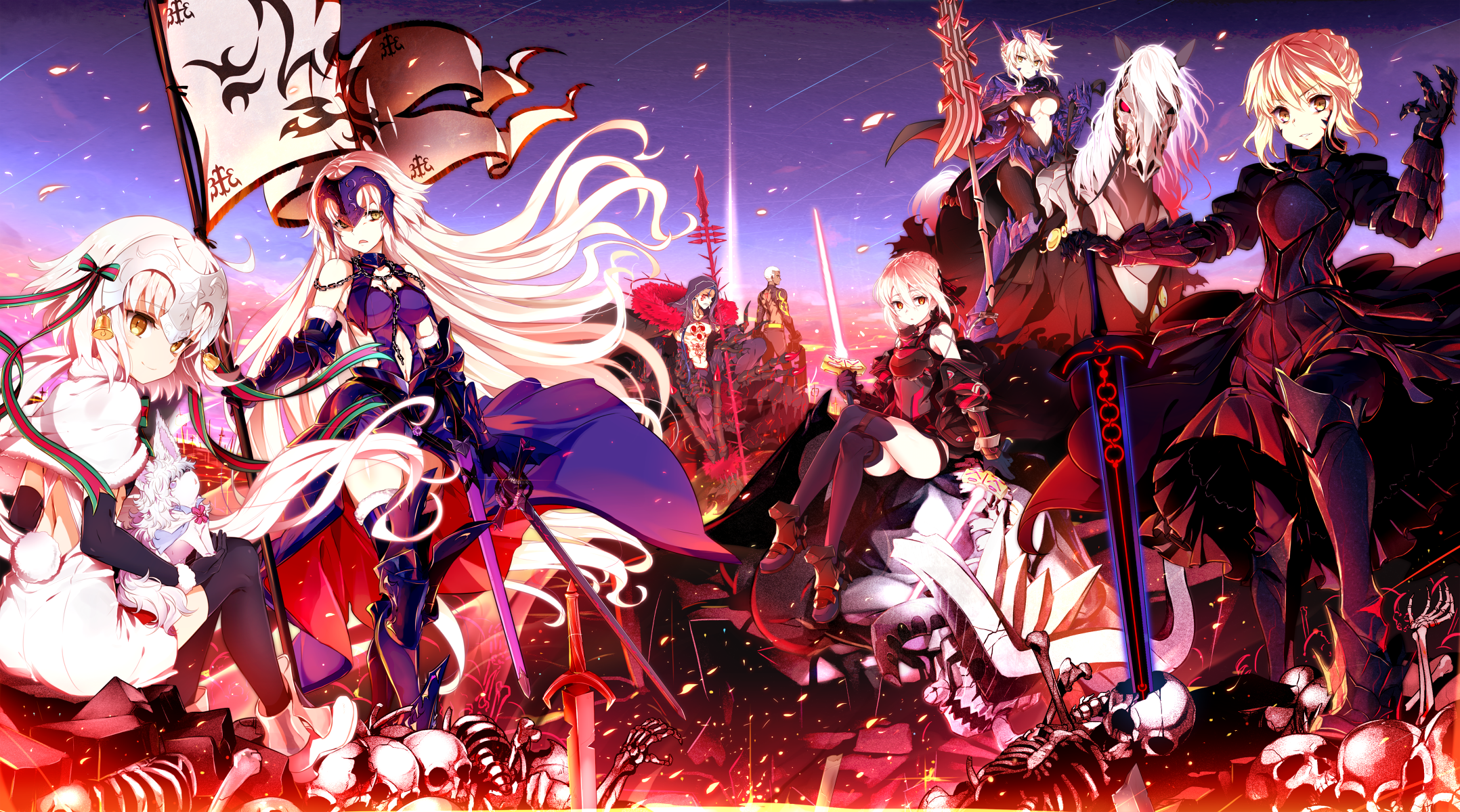 Jeanne d'Arc and other Servants from Fate Series HD Wallpaper