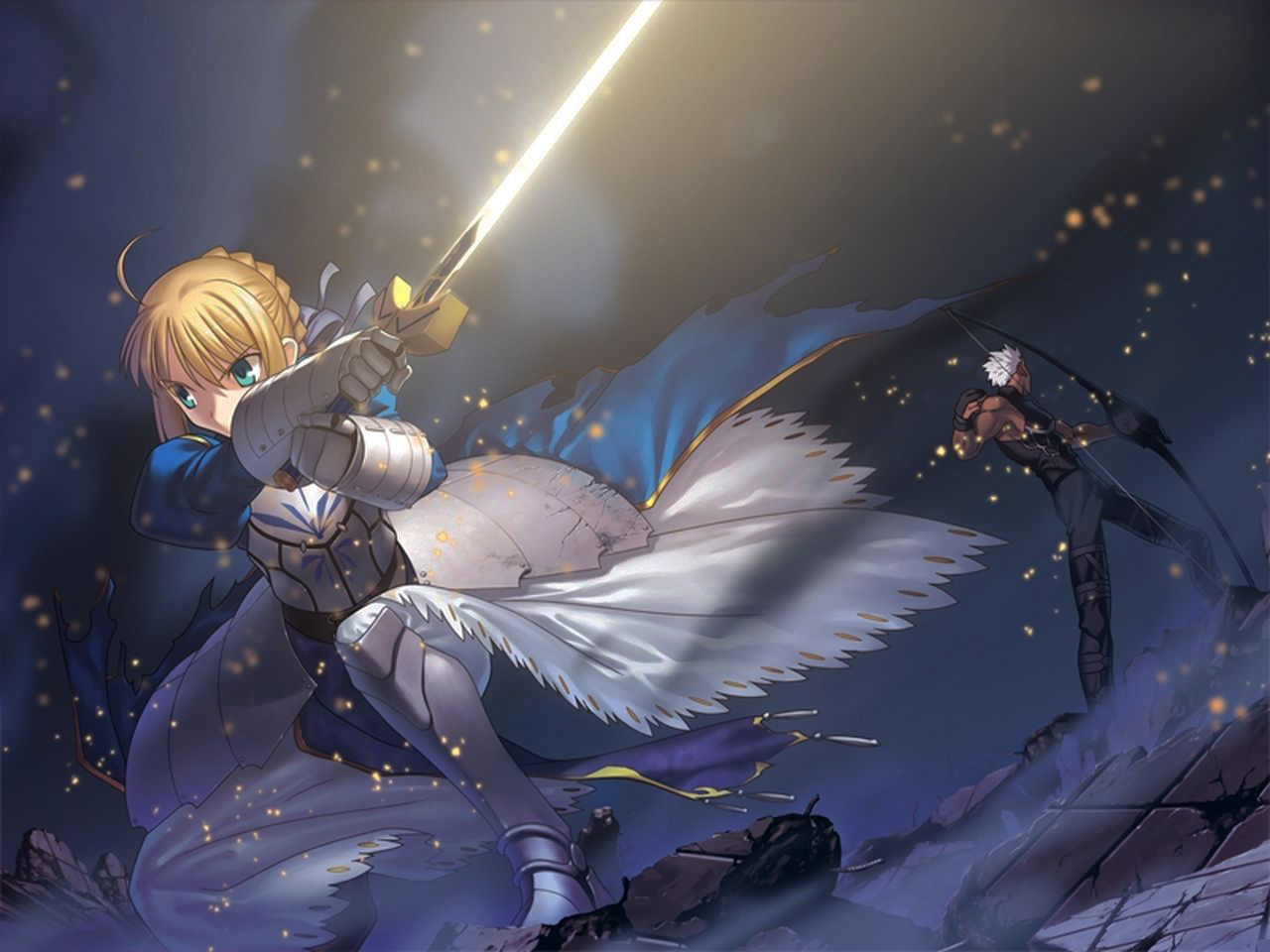 Saber and Archer from Fate Series HD Wallpaper