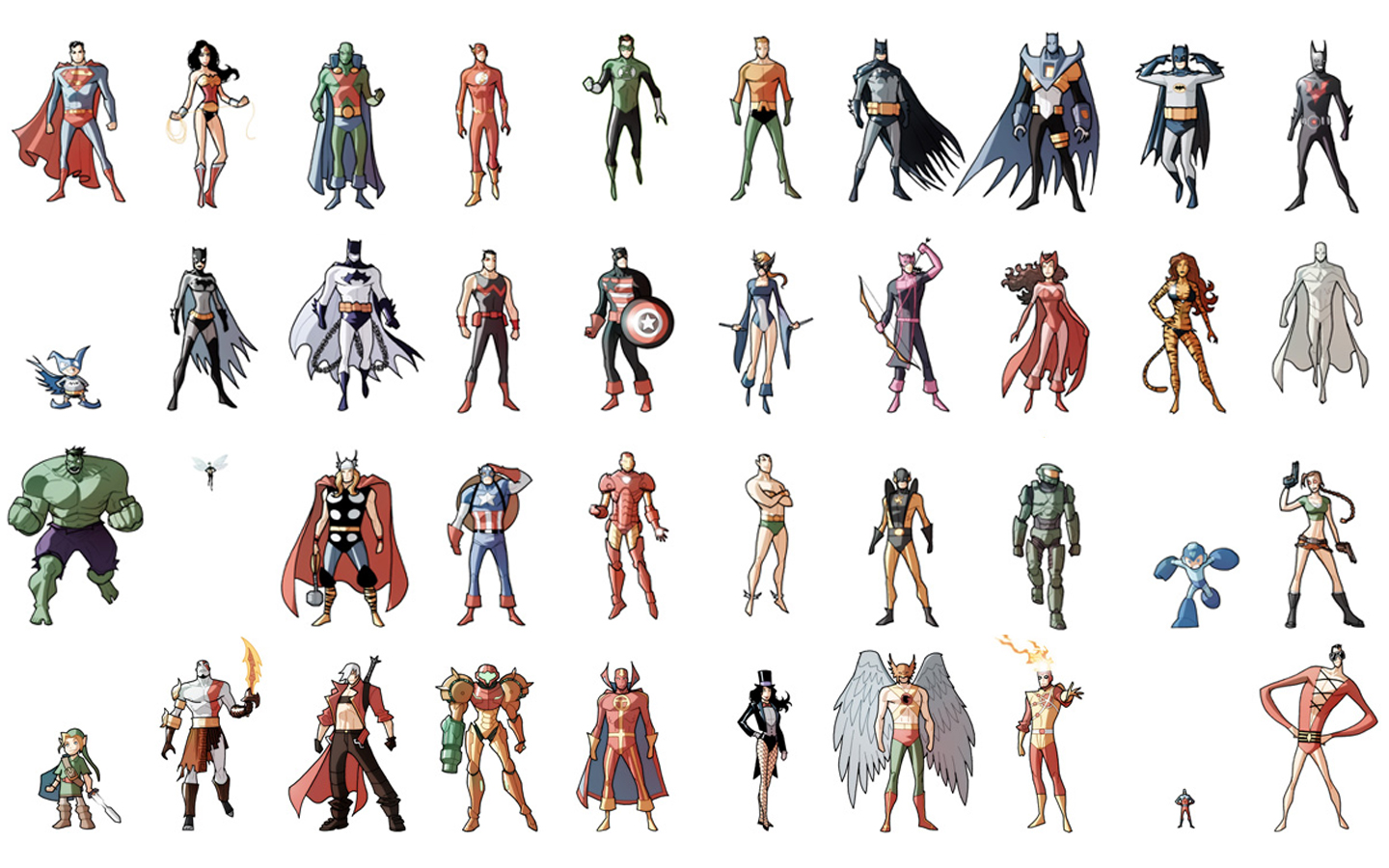 Various comic book and video game characters HD Wallpaper