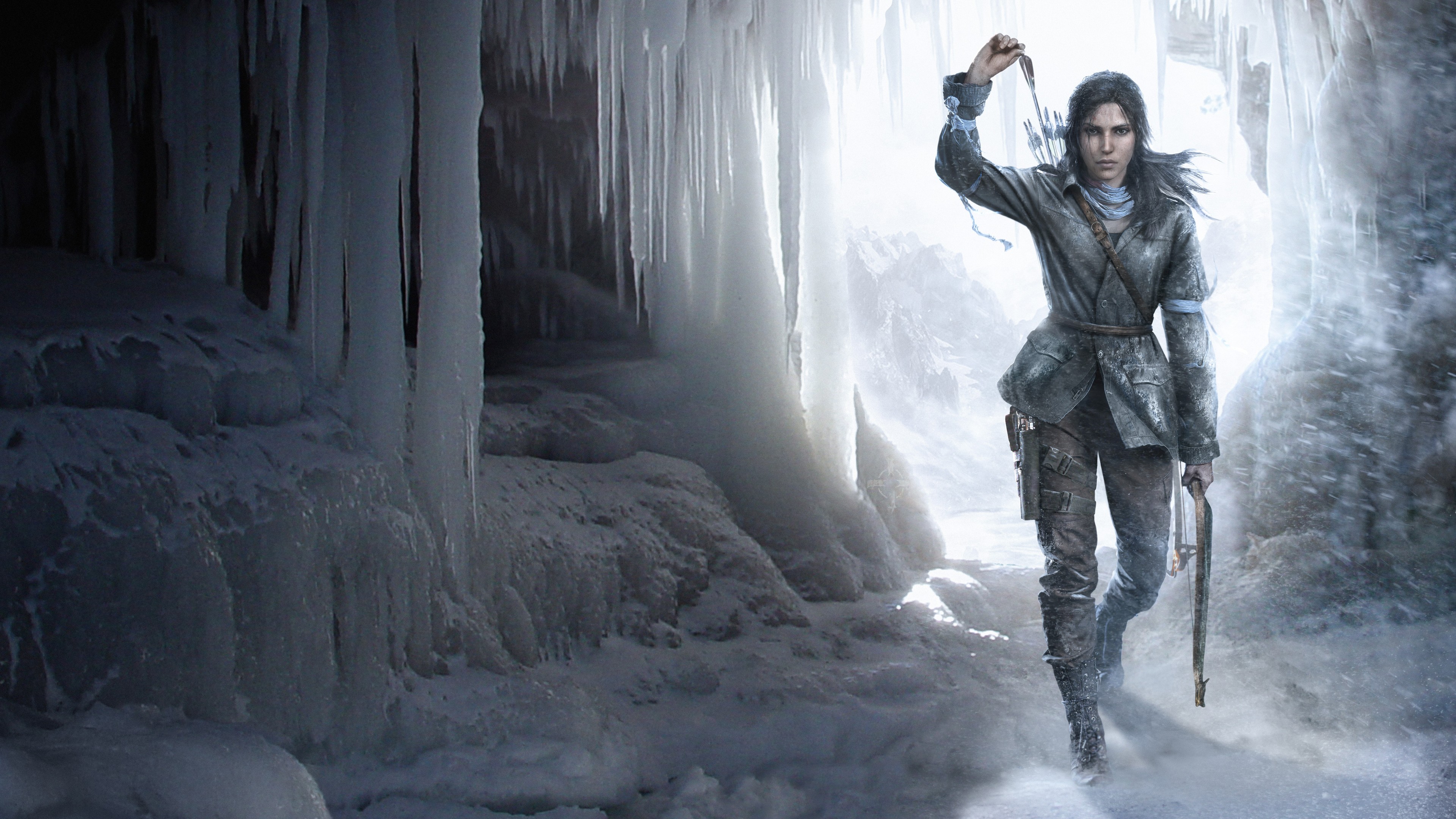 Lara Croft in an icy cave HD Wallpaper