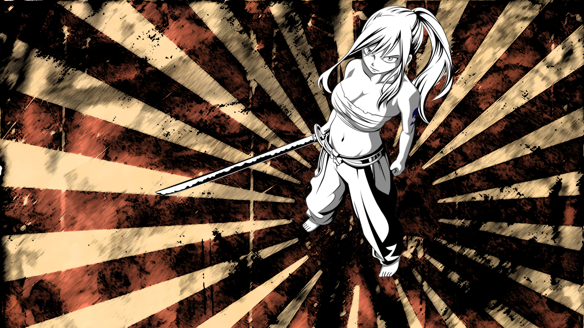 Erza Scarlet from Fairy Tail with Katana HD Wallpaper