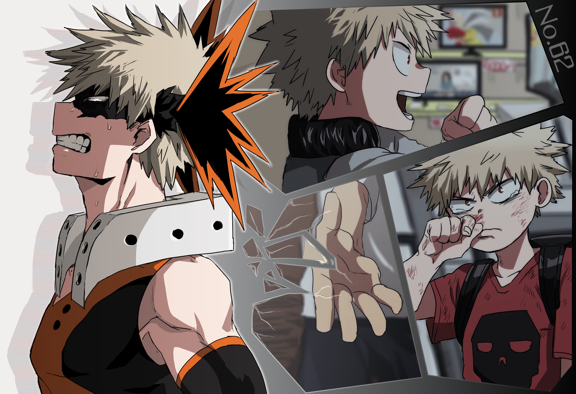 Dynamic Scenes of Katsuki Bakugou in Action HD Wallpaper