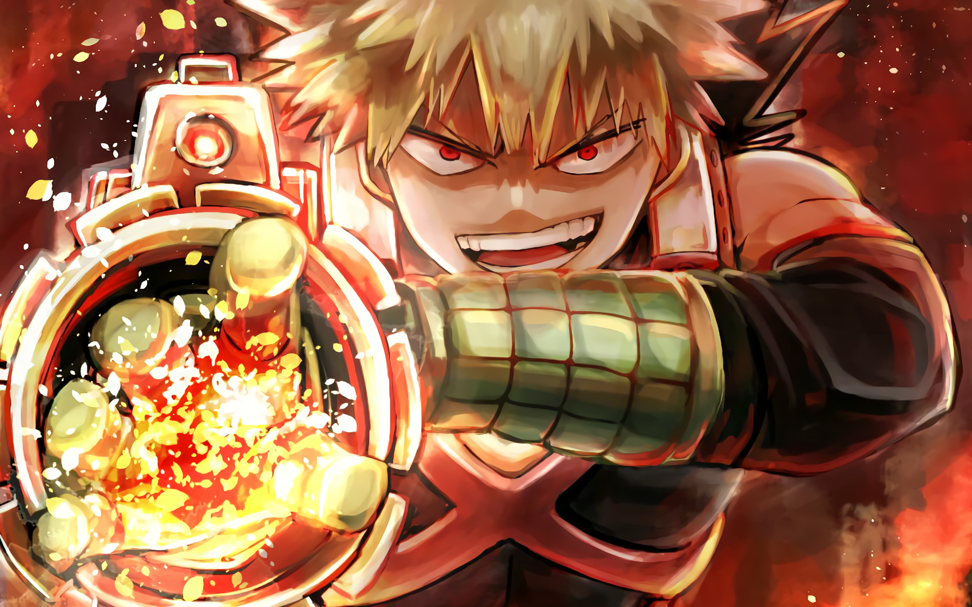 Katsuki Bakugou in Fiery Battle Stance HD Wallpaper