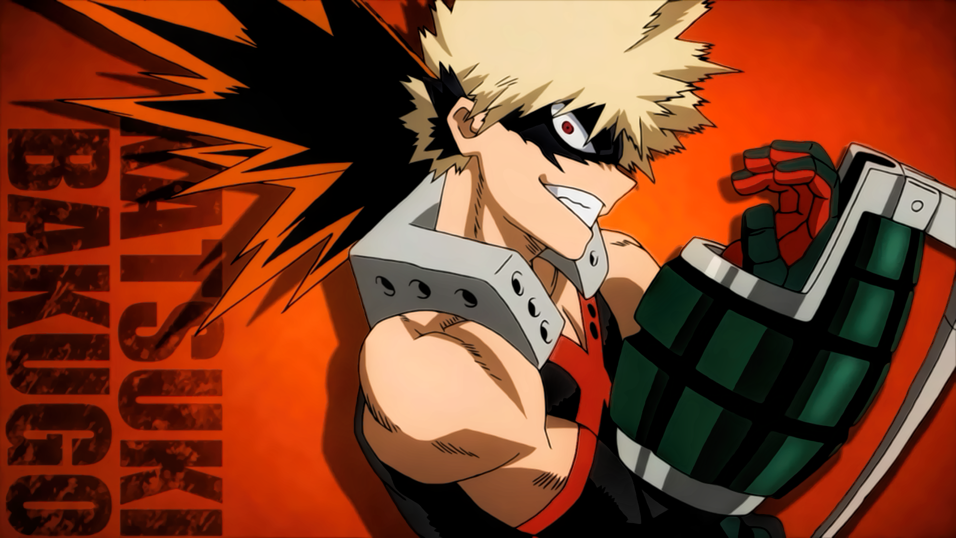 Dynamic Portrait of Katsuki Bakugou in Action HD Wallpaper