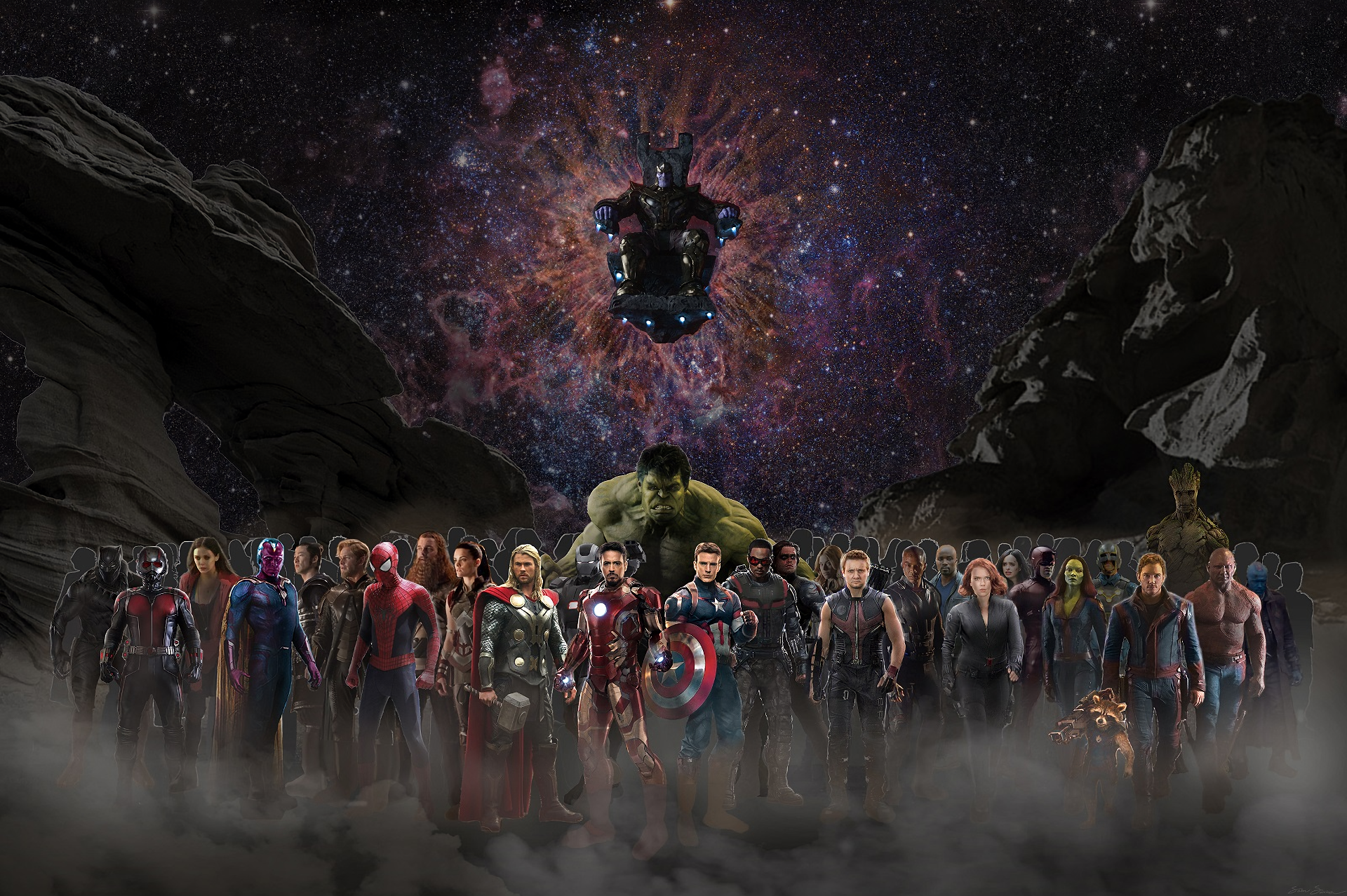 Avengers and Thanos from Marvel Cinematic Universe HD Wallpaper
