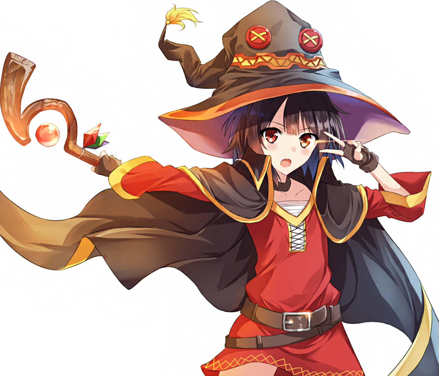 Megumin from KonoSuba holding a staff HD Wallpaper