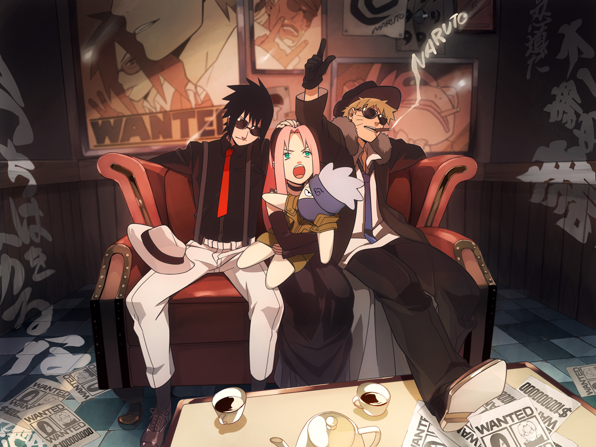 Kakashi Hatake Stylish Lounge Scene HD Wallpaper