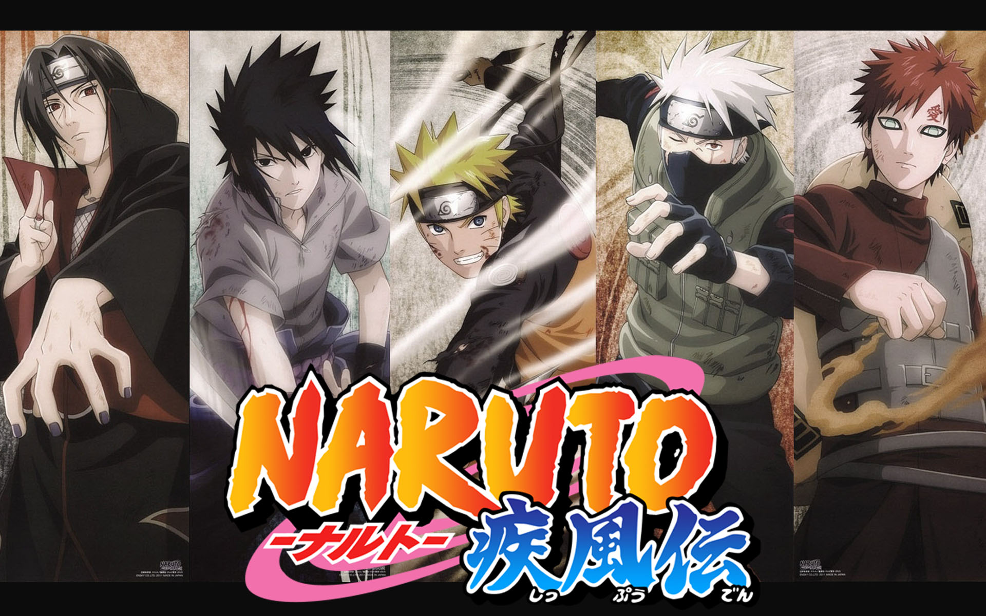 Naruto Shippuden characters: Itachi, Sasuke, Naruto, Kakashi, Gaara HD Wallpaper