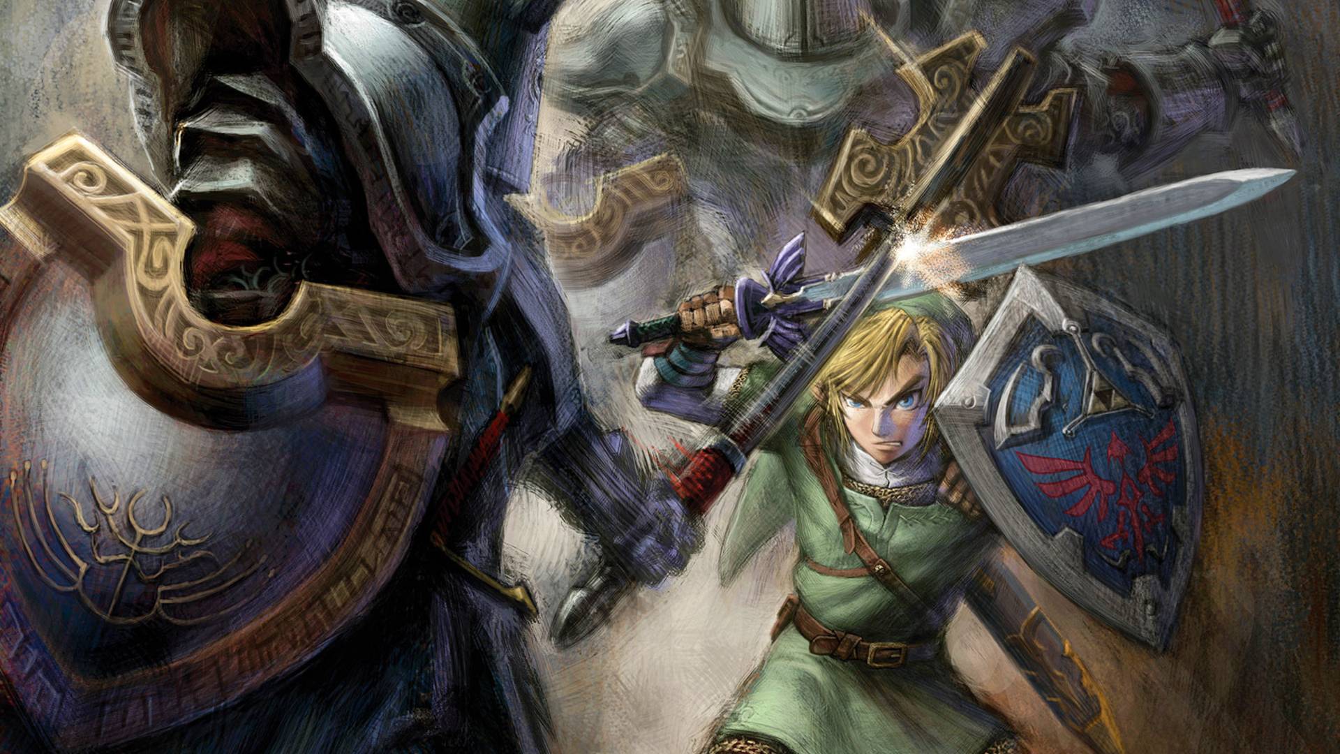 Link from The Legend of Zelda fighting a knight HD Wallpaper