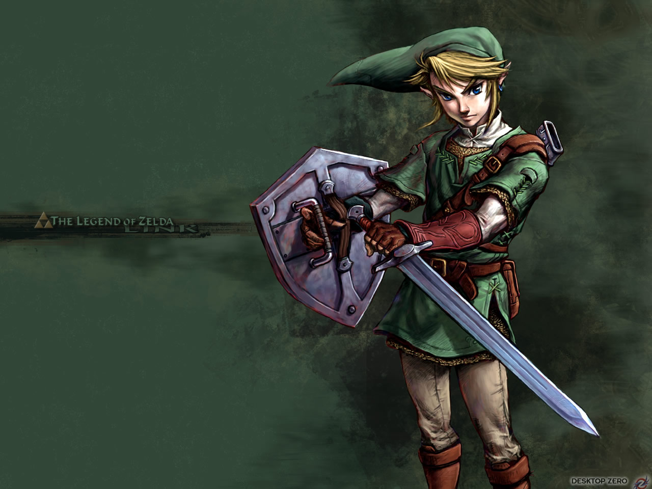 Link from The Legend of Zelda holding sword and shield HD Wallpaper