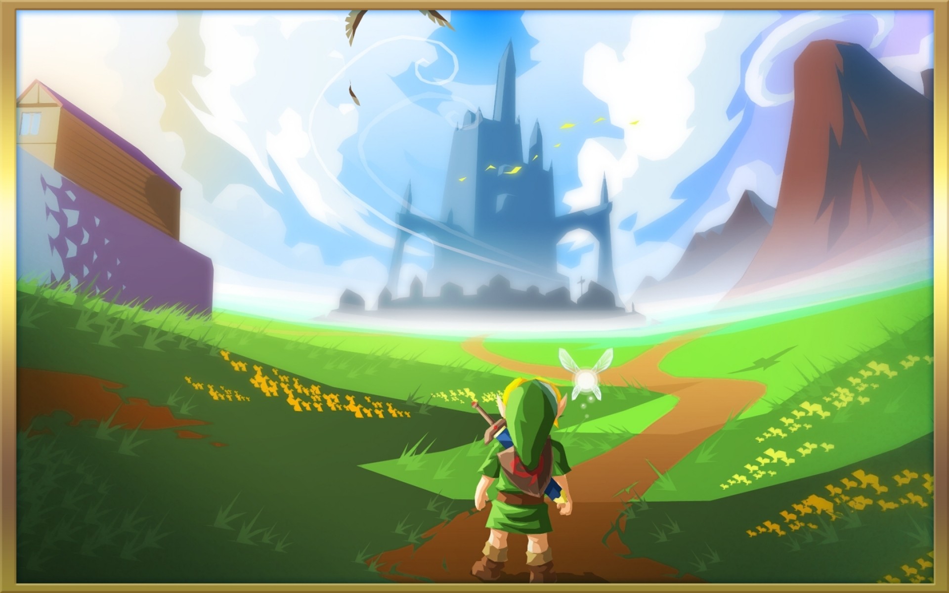 Link from The Legend of Zelda with Hyrule Castle HD Wallpaper