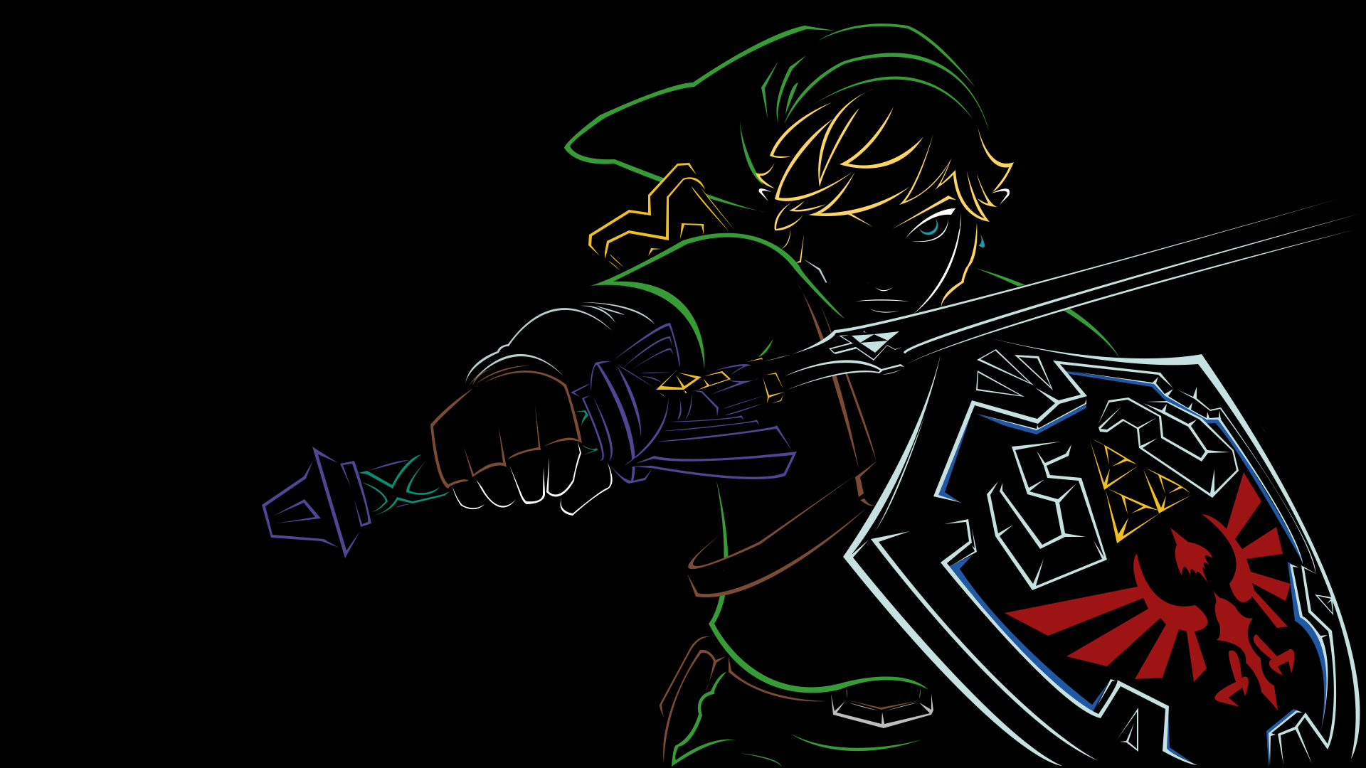 Link from The Legend of Zelda with Master Sword and Hylian Shield HD Wallpaper