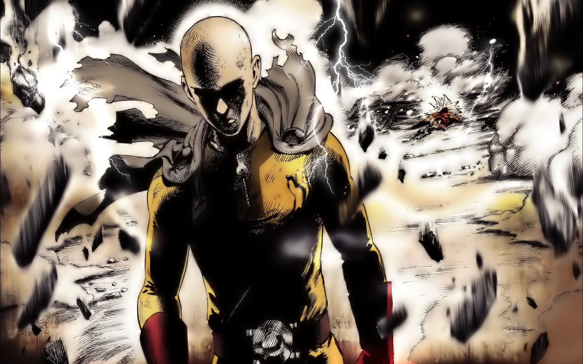 Saitama from One-Punch Man in battle HD Wallpaper