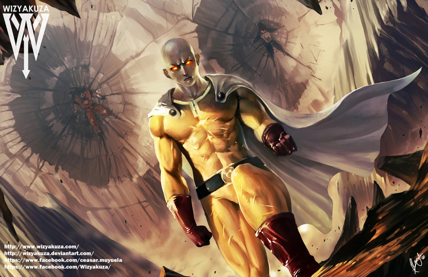 Saitama from One-Punch Man in a battle HD Wallpaper