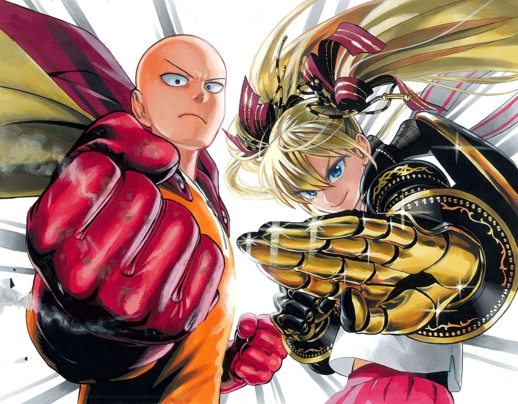 Saitama and Fubuki from One-Punch Man HD Wallpaper