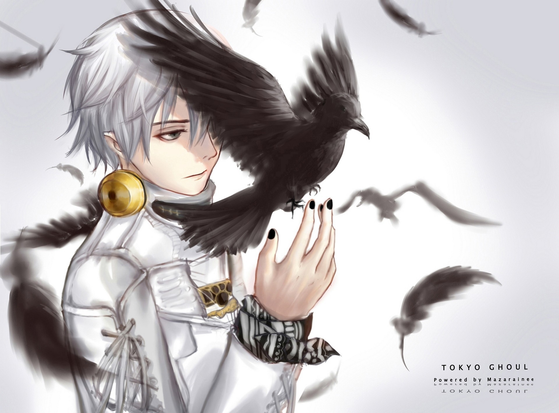 Ken Kaneki from Tokyo Ghoul with a crow HD Wallpaper